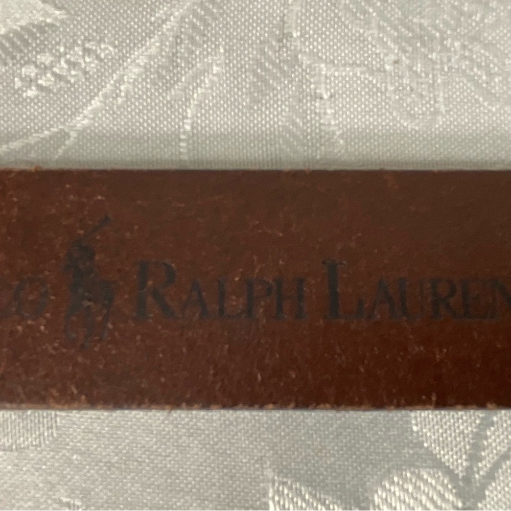 Ralph Lauren Polo Mens Reddish Brown Leather Belt 37 Inches Length Made In Italy - Picture 4 of 7